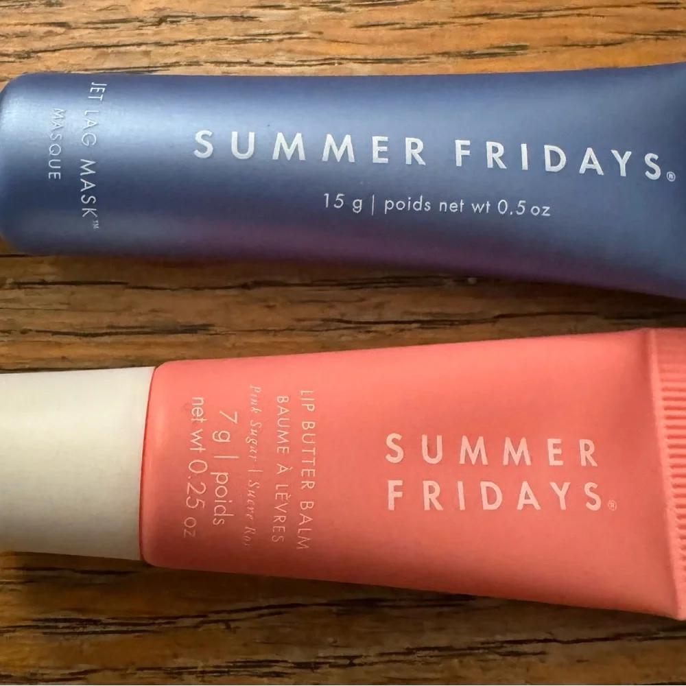 NWT Set of Summer Fridays Jet Lag Mask and Lip Butter Balm - Blue and Pink